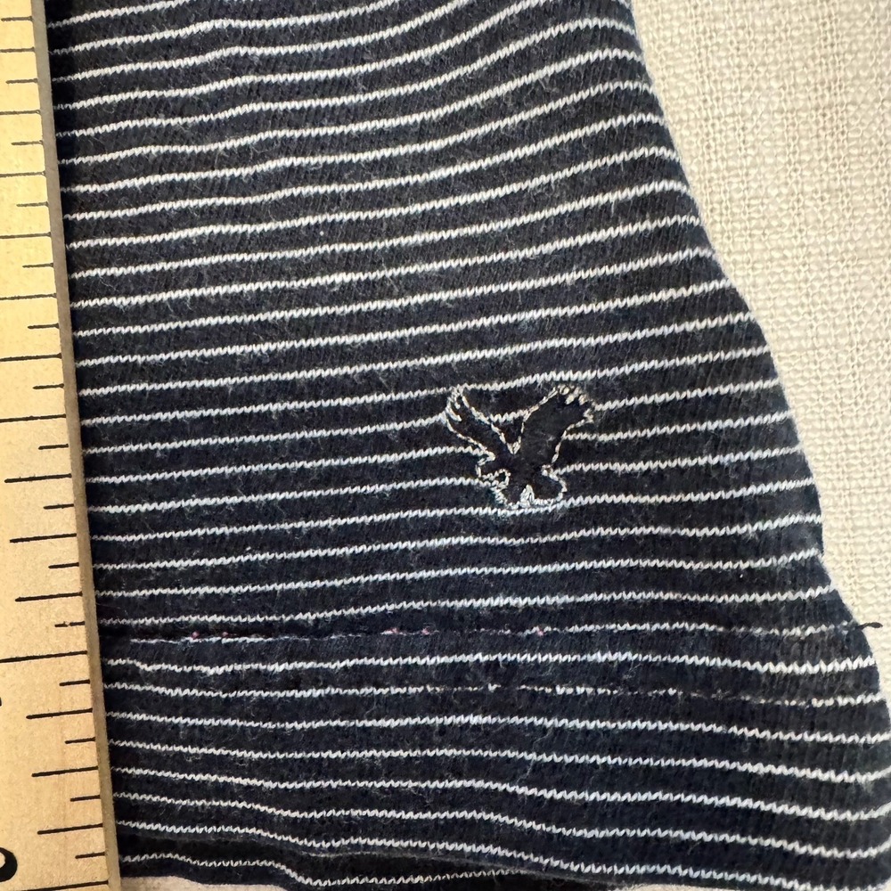 American Eagle Y2K Womens XL Black Striped Long Sleeve Top Scoop Neck VTG Preppy - Picture 6 of 7